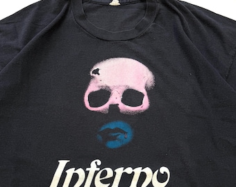 Camiseta vintage original dos anos 90 do filme de terror INFERNO, tamanho XL, com Dario Argento e Suspiria dos anos 80.