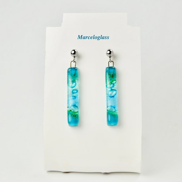 Glass earrings ,Turquoise glass earrings,Jewelry glass earrings .