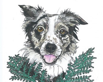 Huisdier Buste Portret met natuurelementen