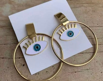 Third Eye / Evil Eye Earrings in Gold Tone