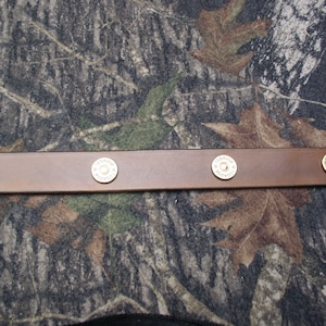 Handmade shotgun shell leather belt Veg tanned 9/10oz cowhide cut to fit Made in USA