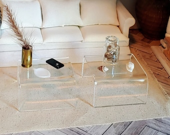 Jordynn Miniature Modern Acrylic Coffee Table | Modern Dollhouse | Modern Roombox | Miniature Furniture |