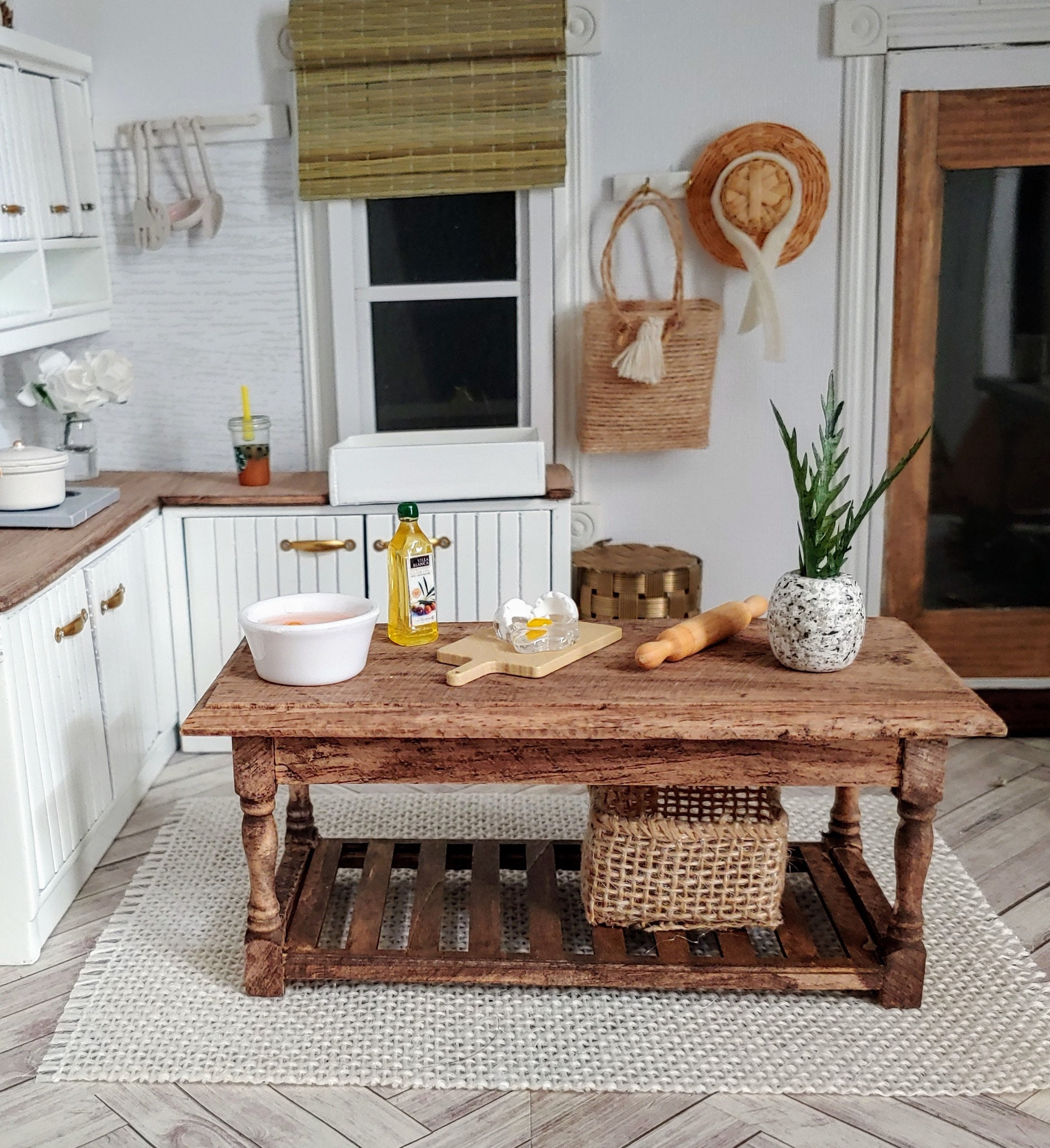 Easton Miniature Rustic Kitchen Island Dollhouse Island Etsy