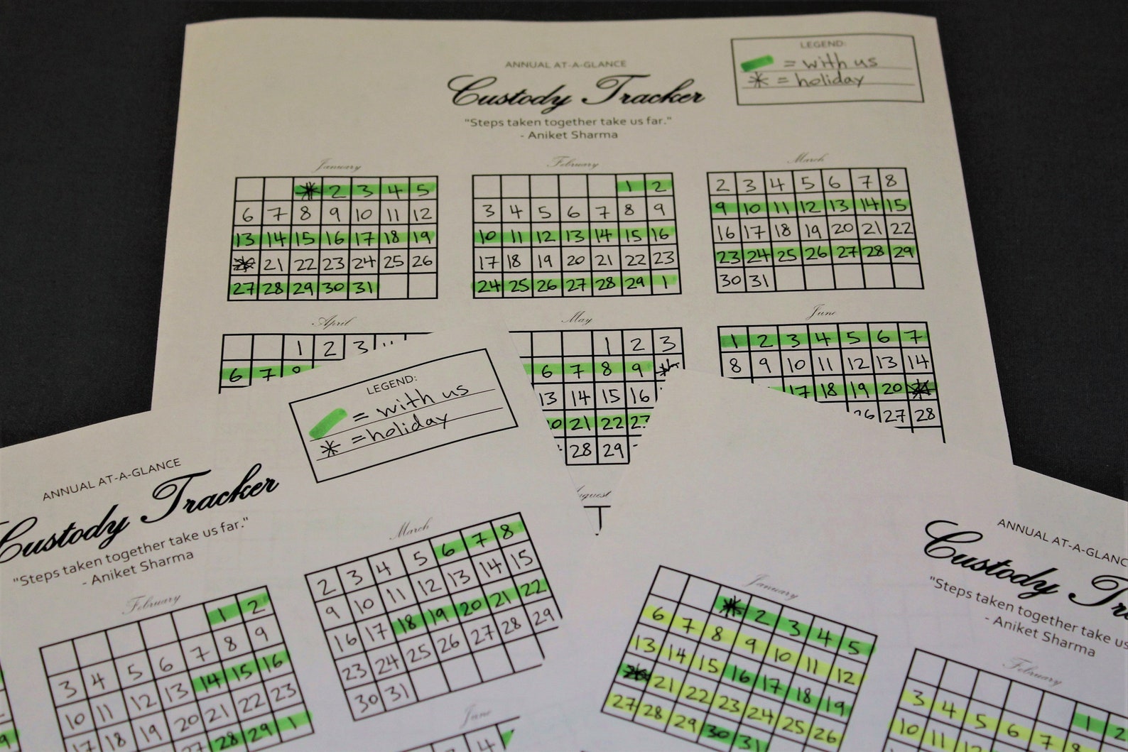 Custody Planner Annual Ataglance Calendar for Custody Etsy
