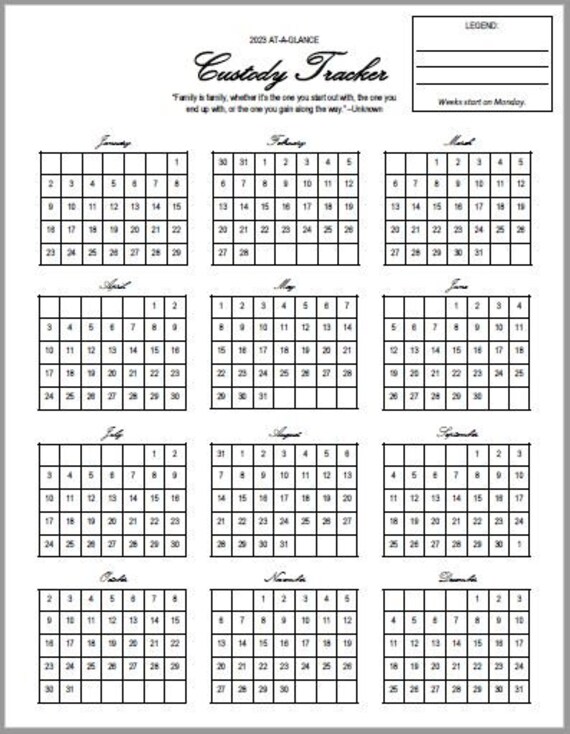 2023 Custody Planner At-a-glance Calendar for Custody - Etsy
