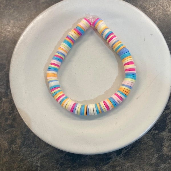 multi colored summer clay bead bracelet