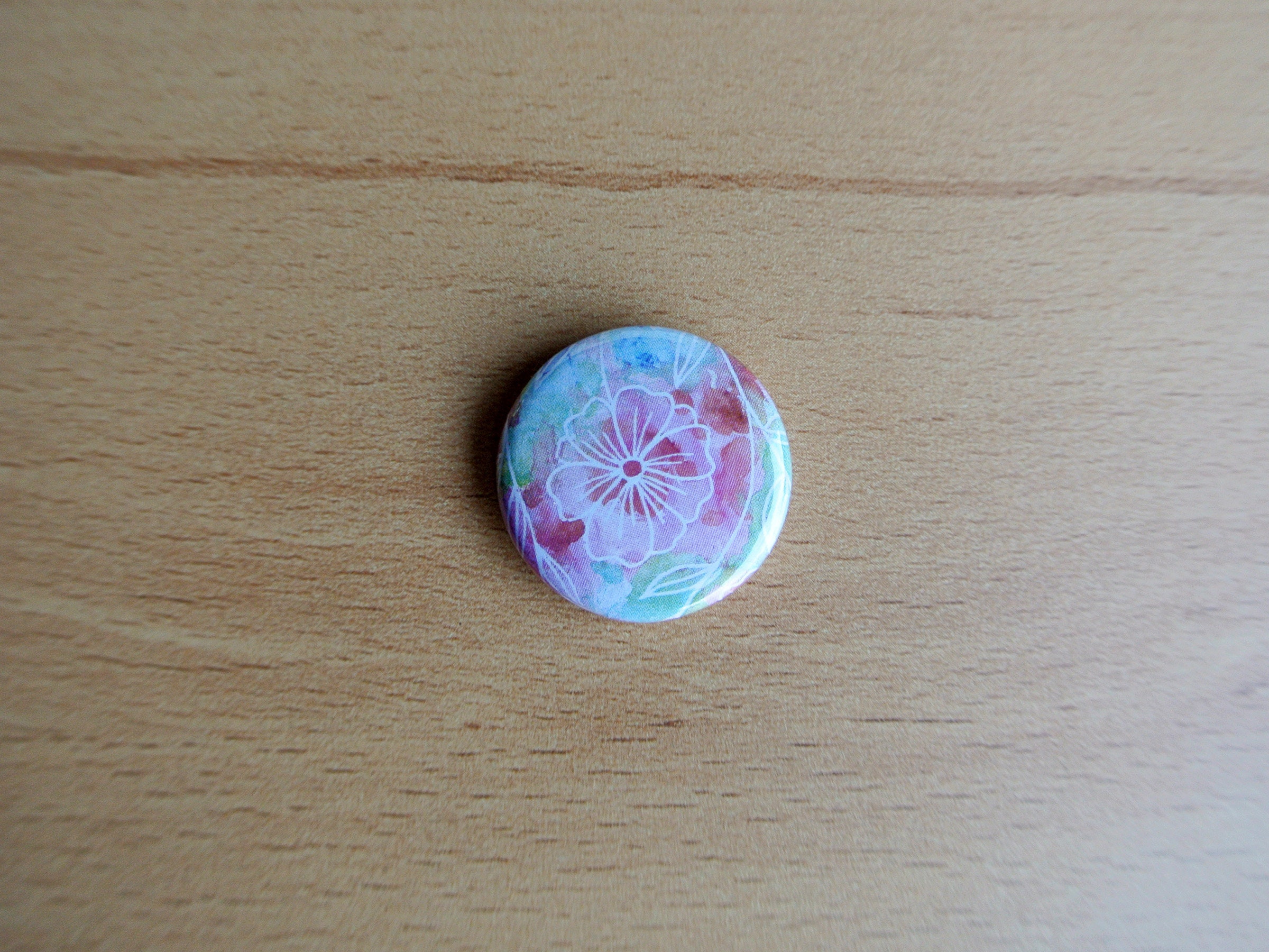 Flower Art Badge Red Button Badge Flower Artwork Gift for Etsy UK