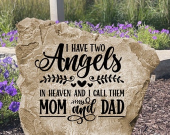 Mom and Dad Memorial Stone - Angels I Call Mom and Dad - Mom and Dad Memorial Sign - Grave Marker - Cross Memorial