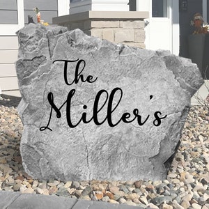 Script Name Stone - Engraved Rock - Personalized - Garden Stone - House Entry - Yard Decor - Family Rock - 15" x 15"