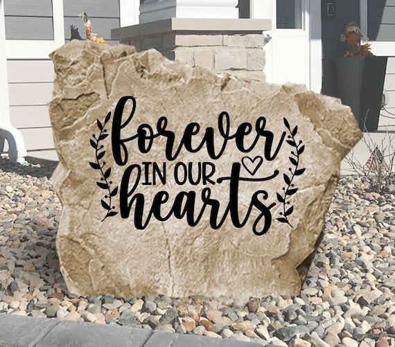 Forever in Our Hearts Sign - Memorial Stone - Grave Marker - Cross