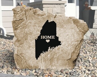 Maine Home State Engraved Stone Sign - Engraved - All States Available - Garden Stone - House Entry - Yard Decor - State Sign - 15" x 15"