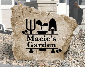 Personalized Garden Stone - Engraved Stone - Custom Stone Personalized - Name Stone - House Entry - Yard Decor - Address Sign