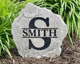 Family Name Stone - Engraved Rock - Personalized Gift - Wedding Gift - Garden Stone - Custom Stone - Yard Decor - Family Stone