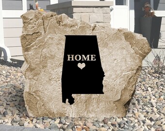 Alabama Home State Engraved Stone Sign - Engraved - All States Available - Garden Stone - House Entry - Yard Decor - State Sign