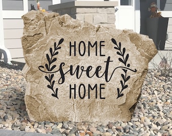 Home Sweet Home Vine Rock -  Landscape Stone - Engraved - Garden Stone - House Entry - Housewarming - Yard Decor - Outdoor Sign