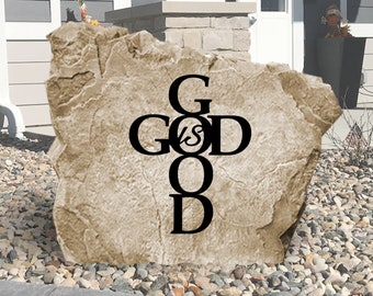God Is Good Engraved Garden Stone – Religious Yard Decor