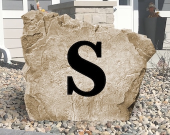 Engraved Concrete Garden Stone – Personalized Initial Family Name Rock