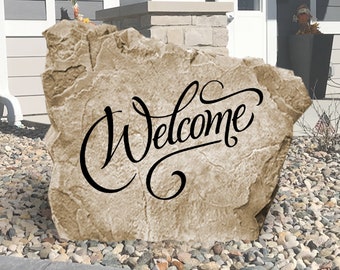 Welcome Stone - Welcome Landscape Rock - Engraved -Garden Stone - House Entry - Yard Decor - Garden Decor