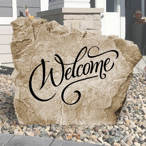 Welcome Stone - Welcome Landscape Rock - Engraved -Garden Stone - House Entry - Yard Decor - Garden Decor