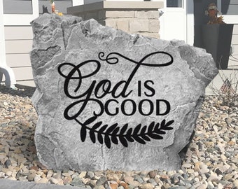 God Is Good Vine Garden Rock -  Landscape Stone - Engraved - Garden Stone - House Entry - Yard Decor - Religious - Christian Rock