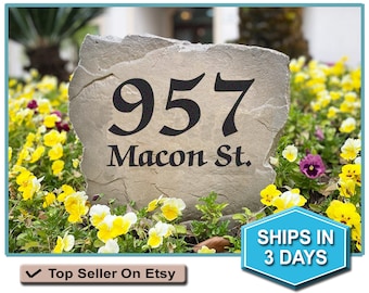 Home Address Sign - Engraved Stone - Address Marker - Home Sign - House Entry - Yard Decor - Address Marker