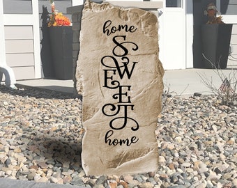 Letrero de bienvenida a casa, dulce hogar, piedra vertical, letrero de bienvenida para puerta de entrada, decoración del hogar, letrero para porche delantero, decoración de patio, decoración de jardín, 20" x 11"