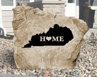 Kentucky Home State Engraved Stone Sign - Engraved - All States Available - Garden Stone - House Entry - Yard Decor - State Sign - 15" x 15"