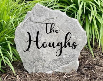 Script Name Rock - Personalized Engraved Rock - Garden Stone - Name Stone - House Entry - Yard Decor - Family Rock