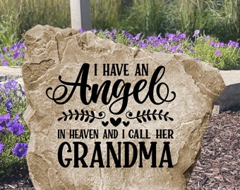Grandma Memorial Stone - Angel I Call Grandma - Grandma Memorial Sign - Grave Marker - Cross Memorial - 15" x 15"
