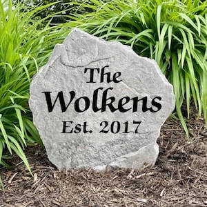 Name Stone - Personalized Engraved Rock - Garden Stone - House Entry - Wedding Gift - Engraved Stone Yard Decor - Family Rock
