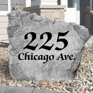 Street Address Stone Elegant - Engraved Rock - Personalized Garden Stone - House Entry - Yard Sign Yard Decor - Address Marker