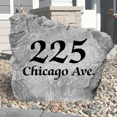 Script Address Rock Sign Engraved Rock Personalized Etsy