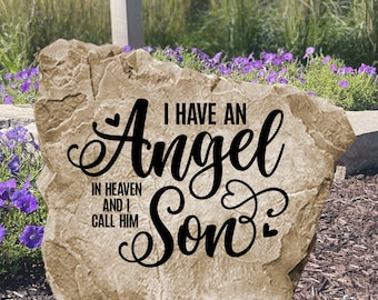 Son Memorial Stone - Angels I Call Son - Son Memorial Sign - Grave Marker - Cross Memorial