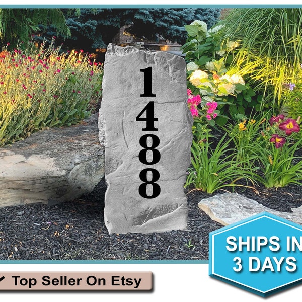 House Address Rock Standard- Engraved Stone - Custom Stone Personalized - Garden Stone - House Entry - Yard Decor - Address Sign - 20" x 11"