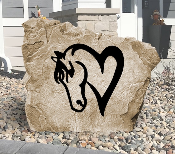Horse Love Rock - Landscape Stone - Engraved - Garden Stone