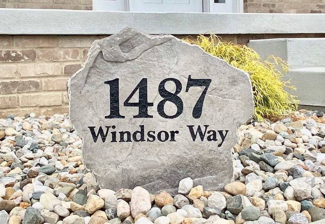 House Entry Address Stone Engraved Rock Custom Stone Etsy