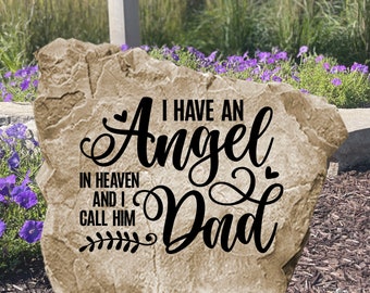 Dad Memorial Stone - Angel I Call Dad - Father Memorial Sign - Grave Marker - Cross Memorial - 15" x 15"