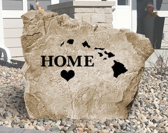 Hawaii Home State Engraved Stone Sign - Engraved - All States Available - Garden Stone - House Entry - Yard Decor - State Sign