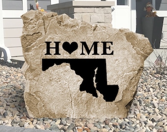 Maryland Home State Engraved Stone Sign - Engraved - All States Available - Garden Stone - House Entry - Yard Decor - State Sign