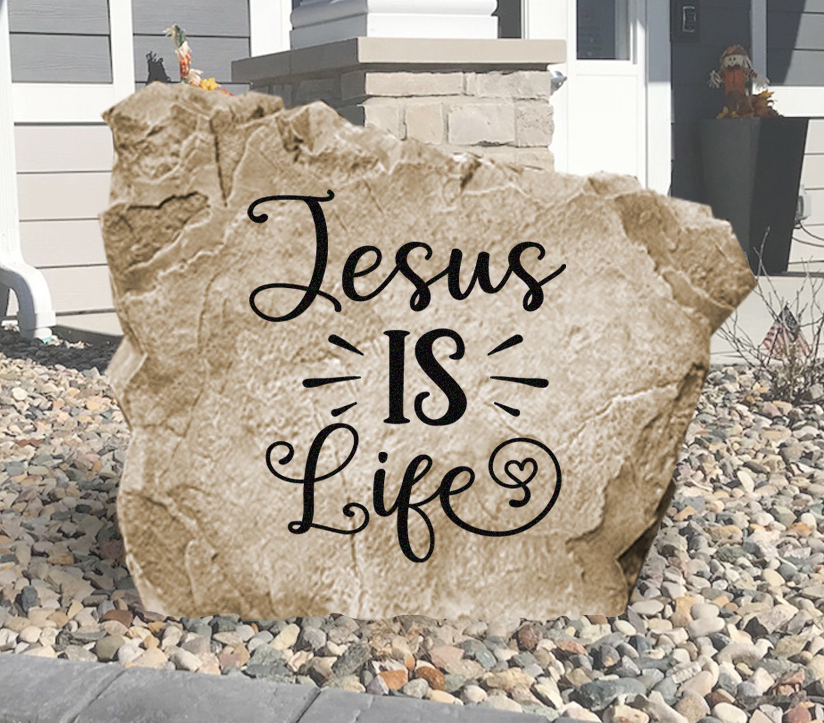 Jesus Is Life Garden Rock Sign Landscape Stone Garden Etsy