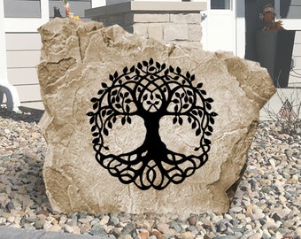 Tree Of Life Rock -  Landscape Stone - Engraved - Garden Stone - House Entry - Yard Decor - Wedding Gift Outdoor Sign - Magical