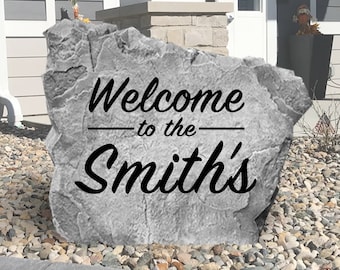 Personalized Welcome Name Rock - Engraved Stone - Personalized - Wedding Garden Stone - House Entry - Family Name - Welcome Sign