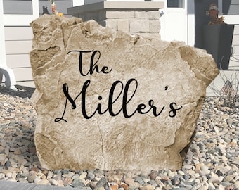 Family Name Stone - Engraved Rock - Personalized - Garden Stone - House Entry - Yard Decor - Family Sign - Wedding Gift Present