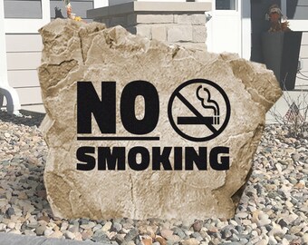 Engraved No Smoking Garden Rock - Landscape Stone, Yard Decor