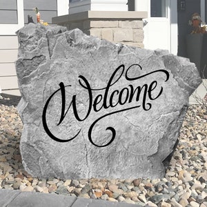 Engraved Welcome Stone Decor - Welcome Landscape Rock -Garden Stone - Wedding Gift - House Entry - Yard Decor - Garden Decor