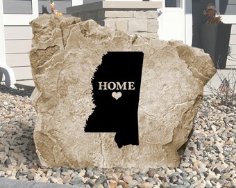 Mississippi State Engraved Stone Sign - Engraved - All States Available - Garden Stone - House Entry - Yard Decor - State Sign