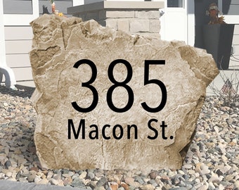 Piedra con dirección de casa moderna - Piedra grabada - Piedra personalizada - Piedra de jardín - Entrada de casa - Decoración de patio - Letrero con dirección