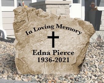 Memorial Stone - Personalized Memorial Sign - Grave Marker - Cross Memorial - Memorial Sign