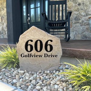 House Address Rock Standard- Engraved Stone - Custom Stone Personalized - Garden Stone - House Entry - Yard Decor - Address Sign