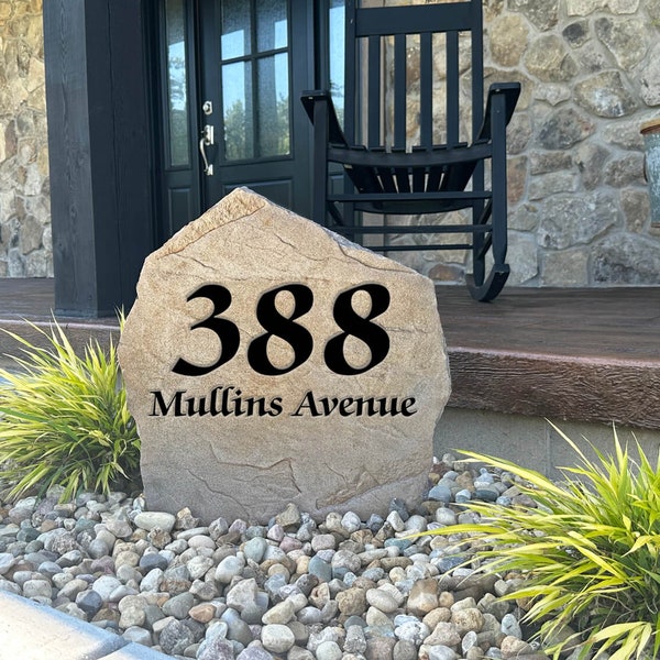 House Address Engraved Stone - Elegant Address Sign - Personalized - Garden Stone - House Entry - Yard Decor - Address Sign